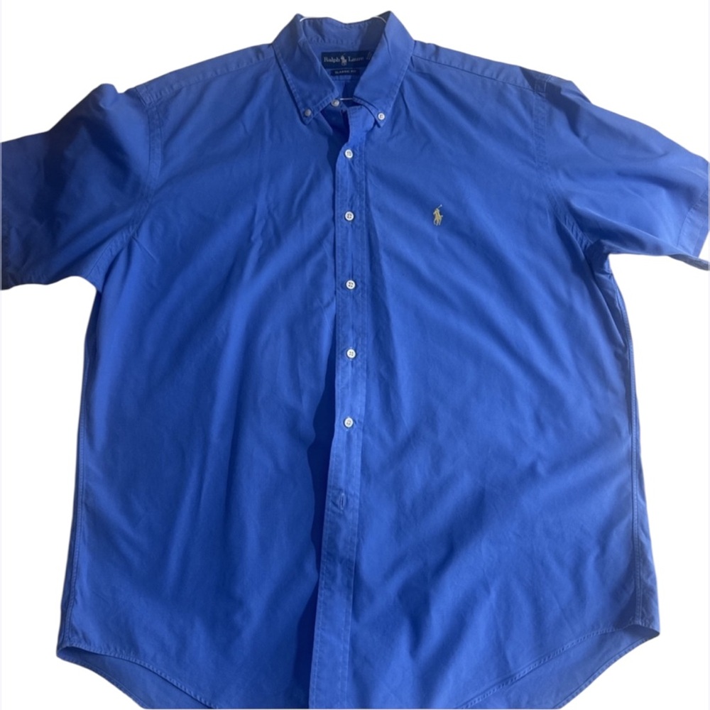 Ralph Lauren Medium Blue Featherweight Twill XL Causal Button Down